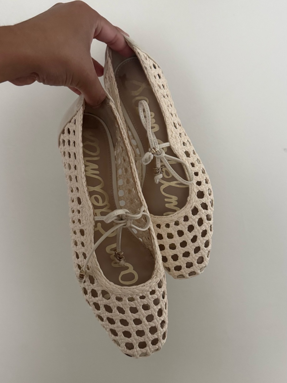 Sam Edelman Cream Woven Ballet Flats